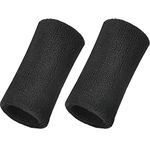 WILLBOND 6 Inch Sports Wrist Band Elastic Cotton Wrist Bands for Sport, 2 Pieces (Black)