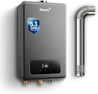 Ranein Propane Gas Tankless Water Heater Max 5.3 GPM, 130,000 BTU Indoor On Demand Instant Hot Water Heater with LED Temperature Control Panel, Vent Pipe
