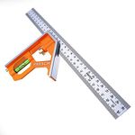 Presch Combination Square 300mm Metric – Accurate Carpentry Square made of Metal with Stop Ruler and Scribing Tool – Woodworking Square Tool