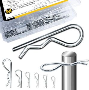 Mywish 270Pcs Hardware Kit, 6 Sizes Hitch Pin Assortment, Locking R Clips, Zinc-Plated Steel, Cotter Pin Set