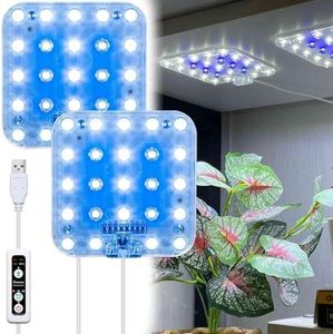 DOMMIA Under Shelf Grow Light, Auto Timer, Dimmable, Bluish White, 2-Pack