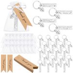 Photect 24 Sets Thank You Gifts Employee Appreciation Gift Bulk Coworker, 24 Pcs Stainless Steel Inspirational Keychain 24 Pcs Cards 24 Pcs Organza Bags for Office Christmas Farewell Gifts