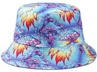 Malaxlx Psychedelic Magic Mushrooms Print Bucket Hat Beach Sun Hat Summer Travel Fishing Hat for Women Men