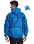 BALEAF Men's Rain Jacket Waterproof Raincoat Windbreaker Packable Pullover Hoodie Poncho Gym Fishing Golf Blue Size L