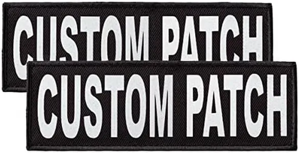 Dogline Custom Patch with Glitter Letters for Dog Vest Harness or Collar Customizable Bling Text Personalized Patches with Hook Backing Name Agility Service Dog ESA 2 Patches Z White Text
