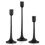 Iron Black Candlestick Holders, Romadedi Taper Candle Holders Set of 3 - Tall Metal Candle Stick Candle Holder for Dining Table Centerpiece, Wedding, Party Decor