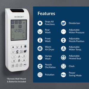 BioBidet Bliss BB2000 Elongated Smart Bidet Toilet Seat – White, Wireless Remote, Warm Water, Nightlight