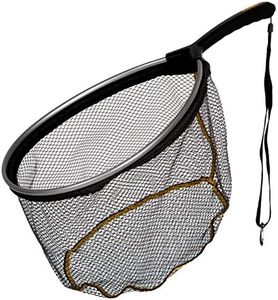 Frabill Floating Trout Net, 13" x 18", Black Finish, Fish Landing Net, Tangle-Free Micromesh Netting is Gentle on Fish, Comfortable Handle with Built-in Lanyard and Carabiner