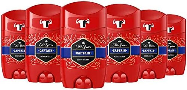 Old Spice Captain Deodorant Stick for Men, Pack of 6 (6 x 50 ml), without Aluminium, Men's Deodorant with Long-Lasting Fragrance