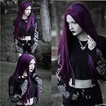 Xiweiya Dark Purple Wigs Long Strai