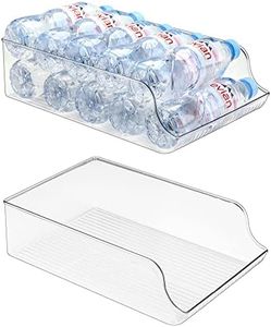 Puricon 2 Pack Water Bottle Dispenser Organizer for Refrigerator, Clear Plastic 16.9oz Water Bottle Container Storage Bin for Fridge Freezer Pantry Cabinet Kitchen -for Water Bottle