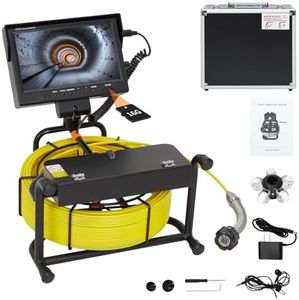 Festisoul 9 Inch Sewer Camera, 30m Drain SnakeCamera with Locator, Plumbing Inspection Camera with 12V 4500mAh Battery, 23mm Waterproof 1080P HD, Light Adjustable, 1080P, Included 16GB Card