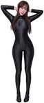 LEOHEX Women's Satin Spandex Full Bodysuit Sleek Shiny Catsuit Sexy Zentai Unitard Costume(Black,M)