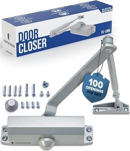 FORTSTRONG Door Closer (Silver) - Automatic Door Closer Commercial or Residential - Adjustable Grade 3 Size Spring - UL Listed ADA Commercial Hydraulic Door Closers Certified