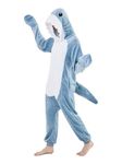 NEWCOSPLAY Unisex Adult Blue Shark Onesie Pajamas Animal One Piece Costume Cosplay Sleepwear (Blue Shark, Large)