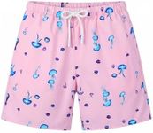 UPTRIS Girls Swim Shorts Beach Swimsuit with Mesh Liner Quick Dry Toddler Baby Girls Swimming Trunks with Pockets Surfing, Beach, Summer, Vacation and Holiday 6-7 Years Light Pink