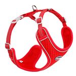 ThinkPet Reflective Breathable Soft Air Mesh No Pull Puppy Choke Free Over Head Vest Ventilation Harness for Puppy Small Medium Dogs (Red,M)