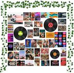 K1tpde 48PCS Wall Art Collage Prints Picture Aesthetic with Fake Vines, Retro Records Picture, Room Decor for Girls, Bedroom, Teens, Colorful Collage Kit