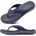 ONCAI Mens Flip Flops,Comfort Orthotic Beach Sport Athletic Soft Arch Support Thong Sandals with Yoga Foam Blue Size 9