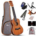 Winzz Concert Ukulele 23 Inch for Adults Beginners, Mahogany Wooden Ukulele Starter Kit with Stand and Capo