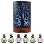 Essential Oil Diffuser with 6 Essential Oil Set Electric Aromatherapy Scented Oil Diffuser Ultrasonic Aroma Diffusers Whisper Quiet with Auto Shut-Off 7 LED Light for Home Office SPA 150ml