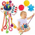 Montessori Pull String Toys for Babies 0-6 6-12 Months Baby Sensory Toys Balls Toddler Travel Infant Toys 9 10 12-18 Month Teethers Developmental Fine Motor Skills Toys for 1 2 Year Old Birthday Gift