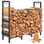 ULIOK 4FT(H) X 4FT(W) Firewood Rack Outdoor Indoor Holder for Fireplace Wood Storage, Firewood Storage Brackets Kit, Heavy Duty Logs Stand Stacker Holder for Outdoor Indoor Patio Deck firewood rack