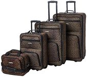 Rockland Jungle Softside Upright Luggage Set, Leopard, 4-Piece Set (14/19/24/28)