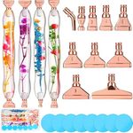 Geyoga 23 Pcs Flower Diamond Painting Art Drill Tool Pen Kits Resin for Adults with Rose Gold Pen Tips Preppy DIY Diamond Art Pens Wax Diamond Art Painting Accessories Nail Art Embroidery Decoration