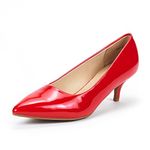 DREAM PAIRS Women's Moda Red Pat Low Heel D'Orsay Pointed Toe Pump Shoes Size 11 M US