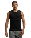 Jockey 9930 Men's Super Combed Cotton Rib Solid Round Neck Muscle Vest_Black_XL