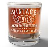 Vintage 1974 Etched 11oz Whiskey Glass - 50th Birthday Gifts for Men - Cheers to 50 Years Old - 50th Birthday Decorations for him - Best Engraved Bourbon Gift Ideas for Men - Dad Grandpa 2.0