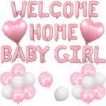 Jollyboom Welcome Home Baby Girl Decorations, Pink Welcome Home Baby Girl Balloon Banner It’s a Girl Balloons Heart Foil Balloons for Girls Newborn Birthday Party Baby Shower