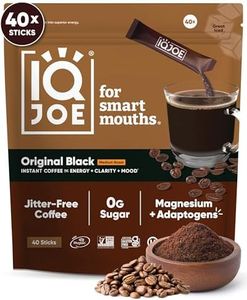 IQJOE Mushroom Coffee Packets (40 Servings) Lion’s Mane, Magtein Magnesium, Antioxidants, Adaptogens - Original Black - Instant Coffee for Focus, Clarity, Mood, Energy Boost - Sugar Free, Keto, Vegan