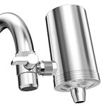 Kintim 1200 Gallons Water Faucet Filtration System, Japanese ACF Faucet Water Filter, 2.2GPM High Flow Stainless Steel Tap Water Filter, Removes Chlorine, Heavy Metals, Fluoride, Bad Taste and More