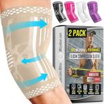 BLITZU 2 Pack Elbow Brace Support, Elbow Compression Sleeve Orthopedic Pain Relief for Golfer's, Tennis Elbow, Arthritis, Bursitis, Tendonitis Treatment, Workout, Fitness & Weightlifting. Nude XL