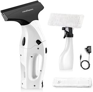 MindSpoon Cordless Window Vacuum Cleaner Set Includes Rechargeable Li-ion Battery, AU Power Charger, 150ml Water Tank, Sprayer, 2 Microfibre Cleanning Pads for Windows, Tiles, Mirrors and Shower