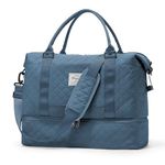 Travel Duffel Bag, Sports Gym Tote Bag for Women, Carry on Luggage Bag for Airplanes, Lightweight Weekender Overnight Shoulder Bag Waterproof Beach Hospital Bag with Shoes Compartment,D4-Indigo