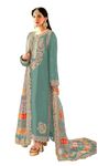 RUDRAPRAYAG anarkali embroidered semi stitched georgette long straight suit set for women (Sky Blue)