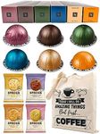 Nespresso Vertuo Coffee Capsules Selection - Inizio, Colombia, Intenso, Stormio, Melozio & Odacio - 6 Boxes (60 Pods) Bundled with Border Biscuits & Giftable Tote Bag