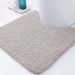 Buganda Microfiber Bathroom Contour Rug (24x24, Light Grey) Shaggy Soft and Absorbent, Non Slip, Thick Plush, Machine Washable U Shape Toilet Rug for Bathroom