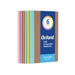 Oxford Composition Notebook 6 Pack, Notebooks for School, School Supplies, College Ruled Paper, 5.75 x 8 Inches, Small Journals, 60 Sheets, Kraft Covers with Assorted Pastel Spines (63832)