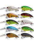 Facikono Crankbait Crank Baits Lures for Bass Fishing 10Pcs Deep Diving Crankbaits Wobbler 3.94in Swimbait for Saltwater Freshwater (10 Color)