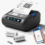 HIROBOT Newest 3Inch Bluetooth Thermal Label Printer+Receipt Printer(2in1),80mm Receipt & 3inch Label Printer, Battery Wireless Print Various Label(Adjustable Size), Support Android/iPhone/Windows/Mac