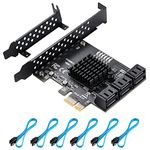 BEYIMEI PCIe SATA Card 6 Ports, 6 Gbps SATA 3.0 PCIe Card,PCIe to SATA Controller Expansion Card, SATA 3.0 Non-Raid,with 6 SATA Cables and Low Profile Bracket (ASM1166)