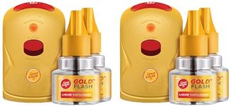 Good knight Gold Flash Liquid Vapourizer | Mosquito Repellent Combo Pack | Machine + Pack of 4 Refills (45ml Each)