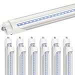 CNSUNWAY 8FT LED Bulbs, 45W 5400LM Super Bright T8 Single Pin LED Light Tube, 6000K Cool White, Ballast Bypass, Clear Cover, T8 T10 T12 Fluorescent Light Bulbs Replacement (12-Pack)