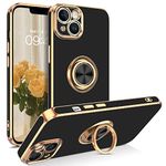 VENINGO for iPhone 14 Case, Phone Cases for iPhone 14, Cute Slim with 360° Ring Holder Kickstand Magnetic Car Mount Supported Soft TPU Drop Shockproof Protective Cover for iPhone 14, Elegant Black