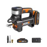 WORX 20V Cordless Inflator WX092, PowerShare, Powerful LED Light and SOS Emergency Light, Max. 150 PSI High Pressure, 1 2Ah Battery Included