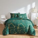 HAVOP Bedspread King Size Green Quilted Bedspread Gold Marble Printed Luxury Soft Microfiber Bedspreads Coverlet All Season Bedding Set